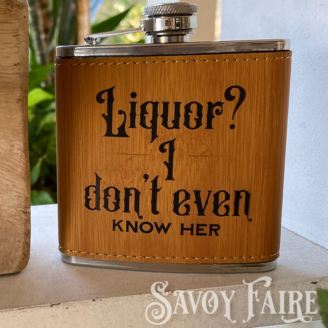 Faux Leather Flask 6oz - Personalized